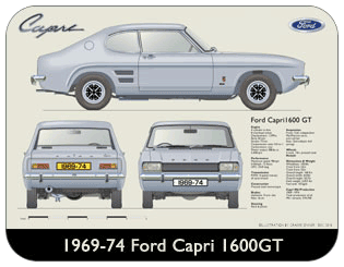 Ford Capri MkI 1600GT 1969-74 Place Mat, Medium